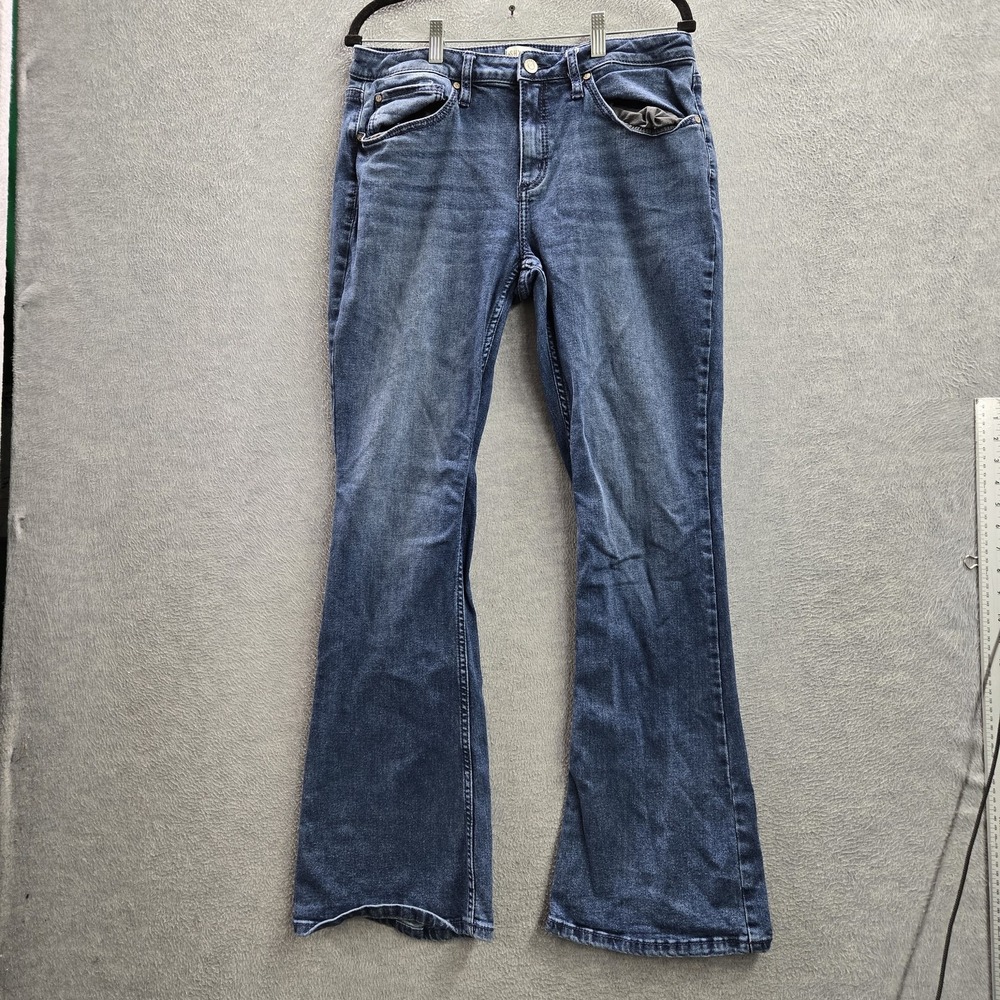 Shyanne Women Jeans 33W‎ X 34L Blue Denim Bootcut Button 34" Inseam